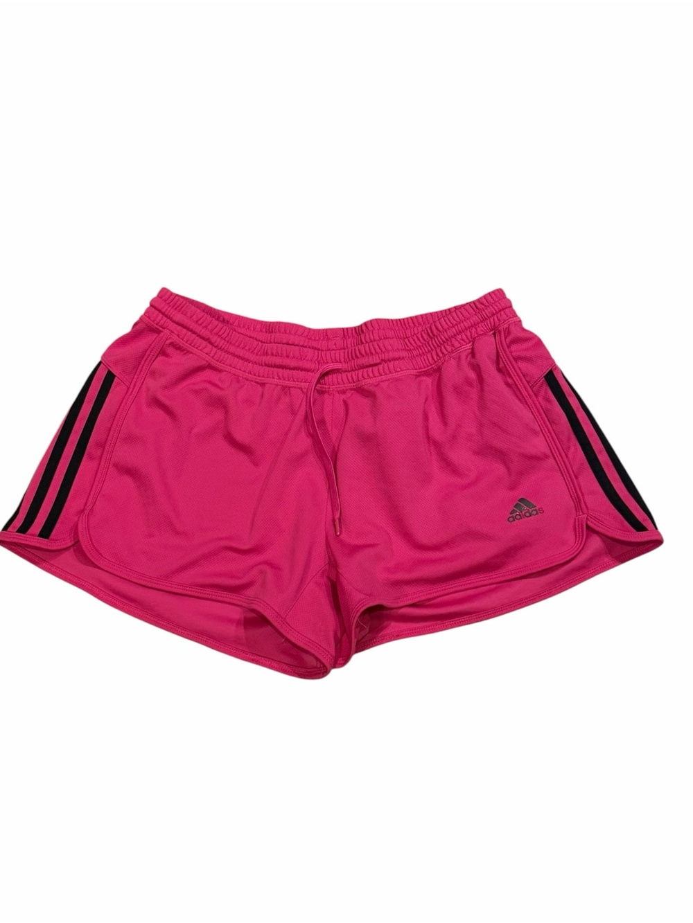 adidas Women's Bright Pink Athletic Shorts with Black Stripes
